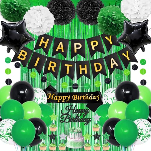 Green and Black Birthday Decorations Kit - 50PCS Party Supplies