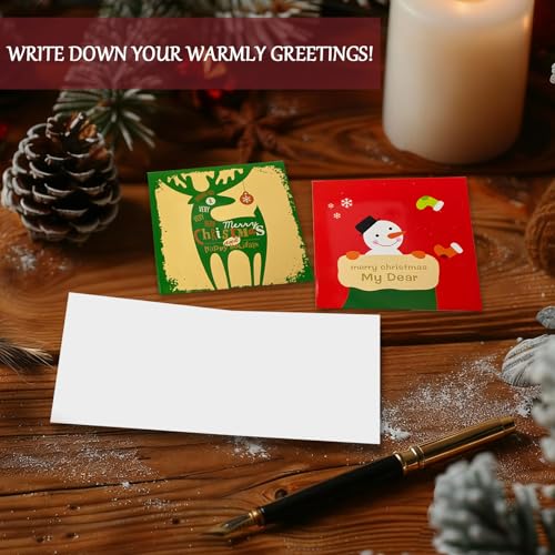 16 Cute Christmas Cards with Envelopes & Blessing Messages