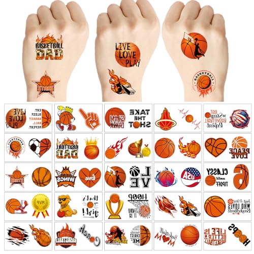 Basketball Temporary Tattoos - Waterproof Sports Party Favors 100 Sheets