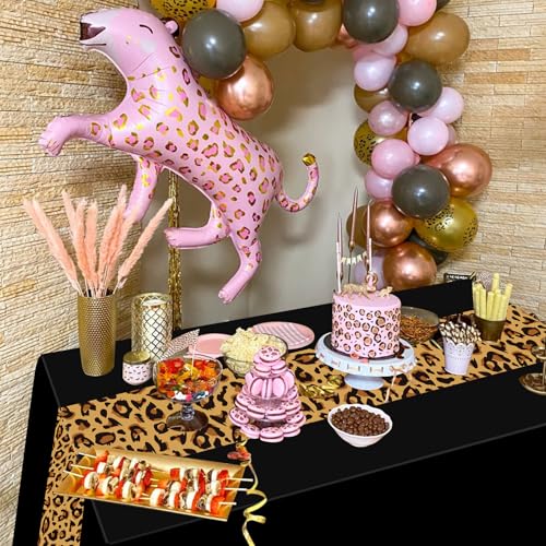 Leopard Print Tablecloths - 3 Pack Disposable Party Covers, 54x108 Inch