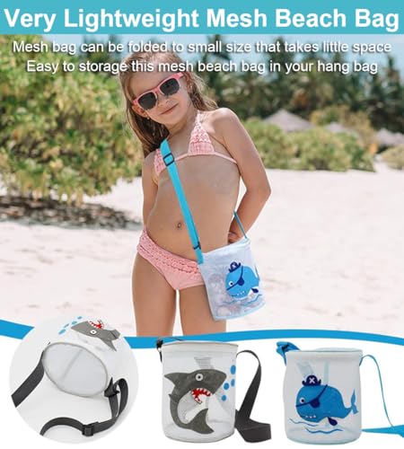Shark Mesh Beach Bag with Zipper - Sand-Free Toy Organizer for Kids
