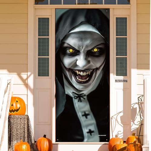 3D Zombie Nun Halloween Door Cover Decoration - 80x28 inches