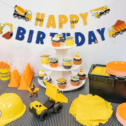 Construction Birthday Banner - Pre-Strung Excavator Design