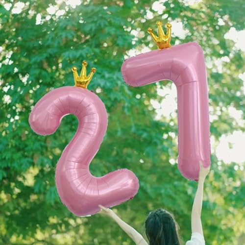 40 Inch Baby Pink Crown Number 27 Balloon Set for Celebrations