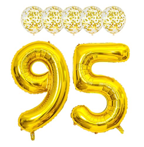 40" Gold Foil Balloons Set - Jumbo 95th Birthday & Wedding Decorations