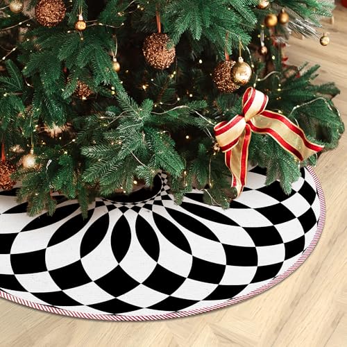 Black and White Christmas Tree Skirt 36 Inch - Modern Holiday Decor - Abstract Xmas Home Accent - Variation of THIS listing