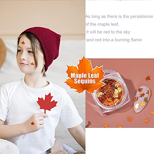 3D Maple Leaf Nail Art Decals & Holographic Sequins - 2 Bags