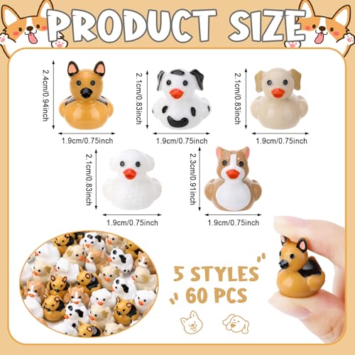 60 Mini Resin Dog Ducks – Cute Figurines for Cake Decoration