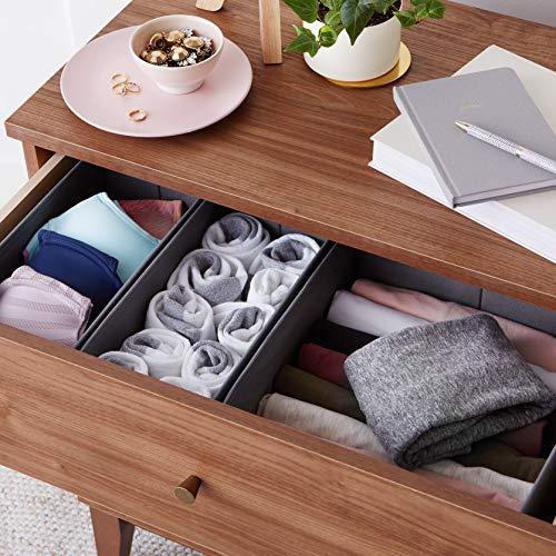 Amazon Basics Collapsible Cloth Drawer Organizer Boxes, Set of 6