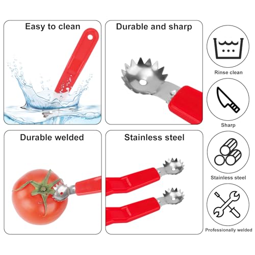 4-Pack Tomato Corer Tool Set with Ergonomic Handle