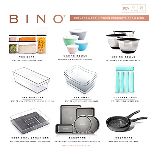 BINO Clear Plastic Storage Bin with Handles - Small Organizer for Fridge, Freezer & Pantry