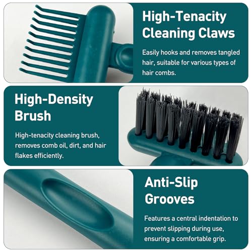 Jaasuee 2-in-1 Hair Brush Cleaning Tool, Green Hairbrush Cleaner Rake
