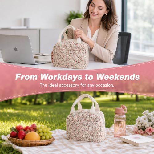 Insulated Floral Lunch Bag for Women - Portable & Leakproof