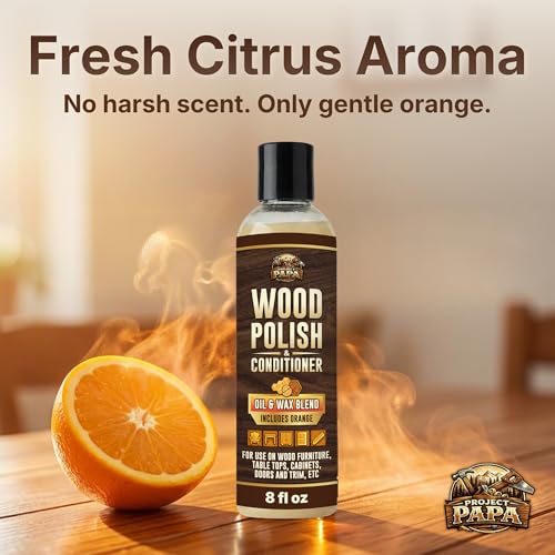 Project Papa Beeswax Wood Polish and Conditioner, 8 oz Orange Oil Blend