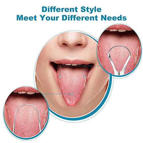 3 PCS Stainless Steel Tongue Scraper - Metal Tongue Cleaner for Adults