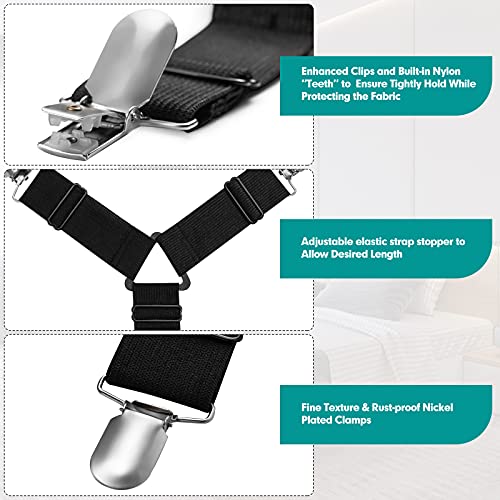 RayTour Bed Sheet Holder Straps - Adjustable Fitted Sheet Clips