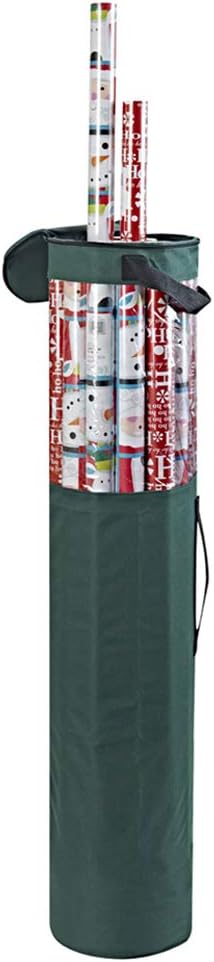 ProPik Gift Wrapping Paper Storage Organizer Bag - Holds 24 Rolls Up to 40 Inches | Heavy-Duty Polyester with Clear PVC and Zippered Top (Green)