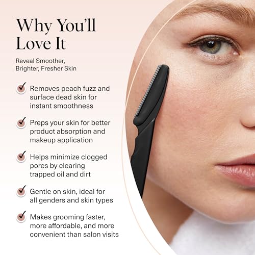 Kitsch Dermaplane Razors for Face – Black, 6 Pack Facial Exfoliators