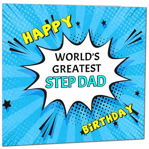 Step Dad Birthday Card - World's Greatest Pop Art Design