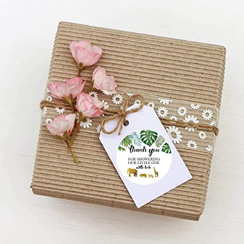 Gold Jungle Safari Baby Shower Thank You Stickers - 50 Pack