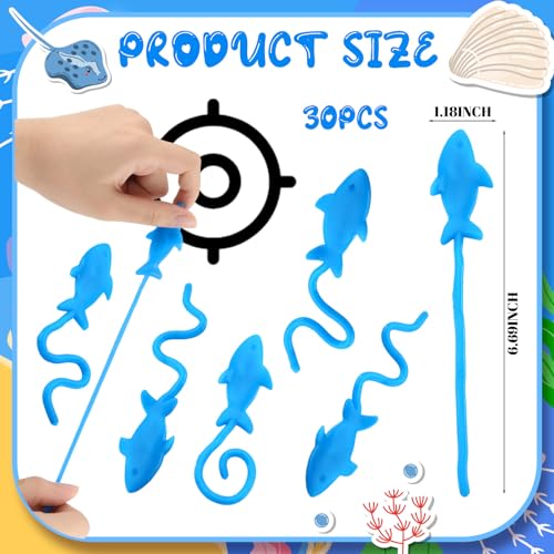 30 Pcs Sticky Shark Toys - Ocean Party Favors for Kids