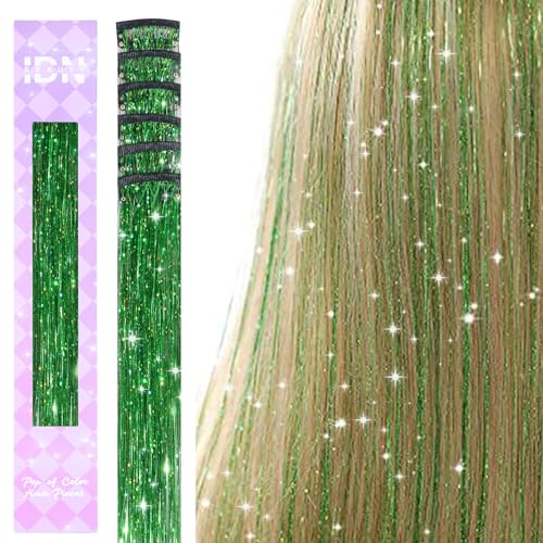 IDN Beauty Green Hair Tinsel Clip In Extensions 24 Inch 6 Pcs