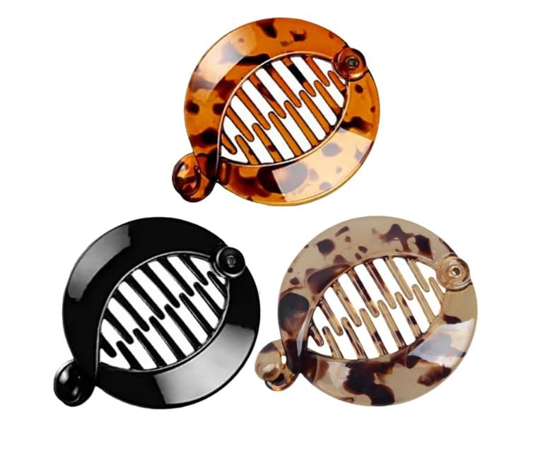 Cauaoa 3-Piece Resin Banana Hair Clips Small Fishtail Combs Ponytail Holder