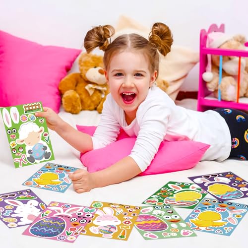 DIY Easter Sticker Kits - 32 Sheets of Creative Egg & Bunny Designs
