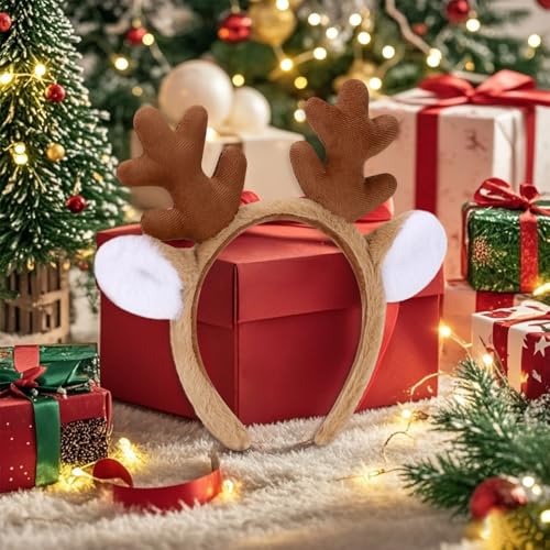 WantGor Reindeer Antlers Headband Deer Ears Hairband for Christmas Party