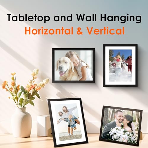 8x10 Black Picture Frame with HD Plexiglass - Versatile Display for 5x7 or 8x10 Photos