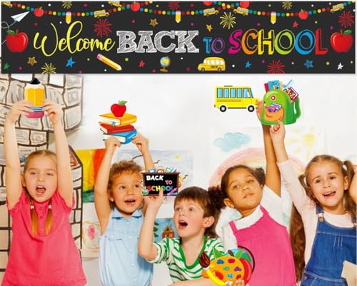 Welcome Back to School Banner Backdrop - 1.6x8.2ft Vinyl Party Decoration