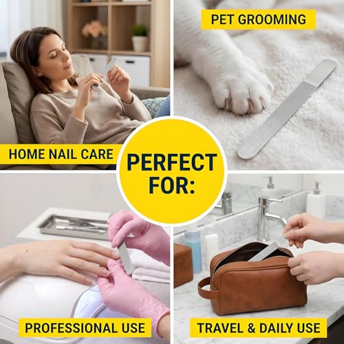 2 PCS Metal Nail File Set, Double-Sided Stainless Steel Nail Files for Manicure