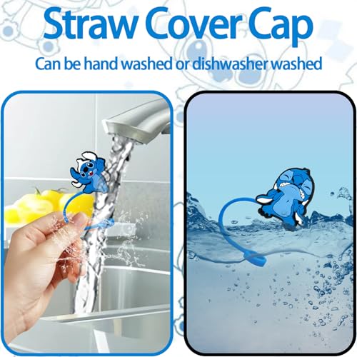 5PCS Silicone Straw Covers for Stanley Cup - Blue Monster Toppers