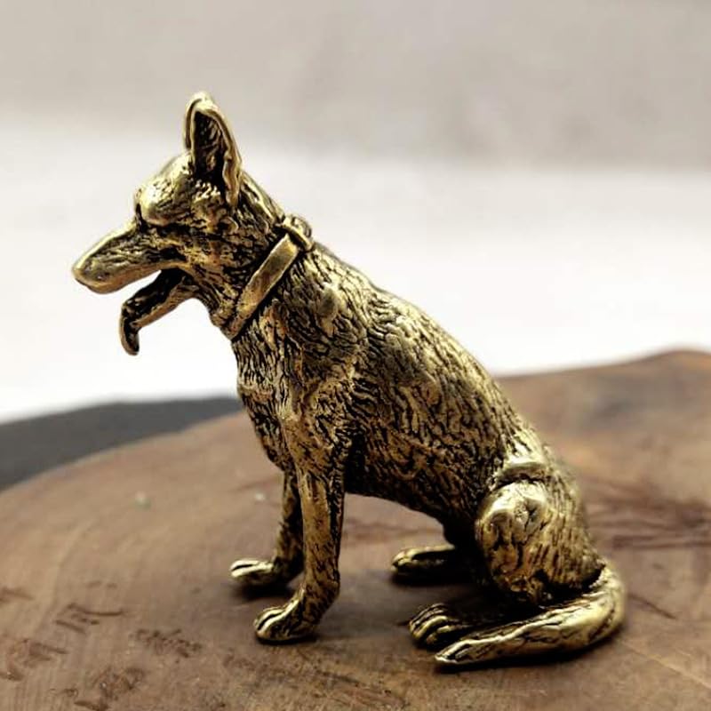 Brass Dog Figurine Set - Cute Animal Statues for Home Decor