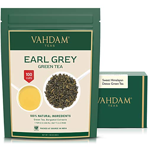 VAHDAM Earl Grey Citrus Green Tea, Loose Leaf, 3.53 oz, 50+ Cups