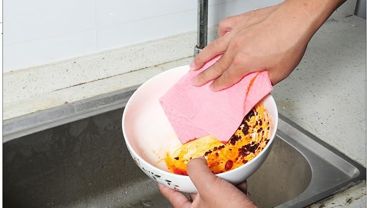 Reusable Cellulose Sponge Cloths 5pcs - Absorbent Eco-Friendly Kitchen & Car Wipes (Random Color, Vacuum Pack)