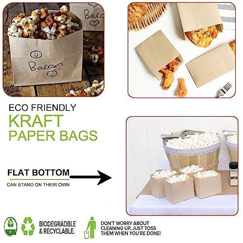 Likpikin Small Brown Kraft Paper Bags - 50 Pack Greaseproof Snack Wrappers