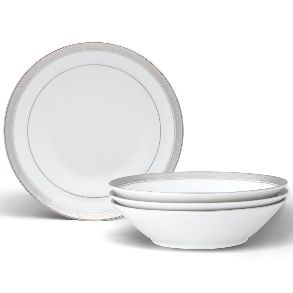 Noritake Crestwood Platinum Set of 4 Soup Bowls, 7.5", 12 oz.
