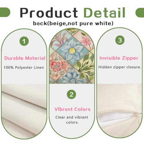 RABUSOFA Colorful Floral Spring Pillow Cover 12x20 - Pack of 1