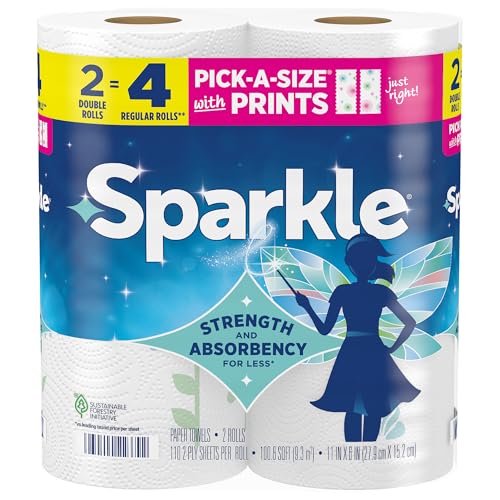 Sparkle Pick-A-Size Paper Towels, Spirited Prints - 2 Double Rolls