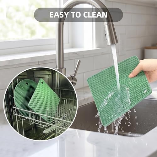 TWTLi Heat Resistant Silicone Trivets Set of 4 - Green
