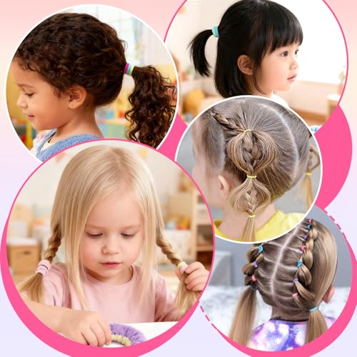 RAQEHO 400PCS Baby Hair Ties - Soft Seamless Toddler Hair Bands for Fine Hair
