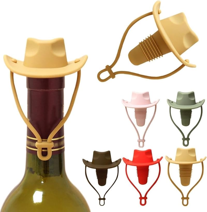 Silicone Wine Stopper - Cute Cowboy Leak-Proof Bottle Cap Sealer Green