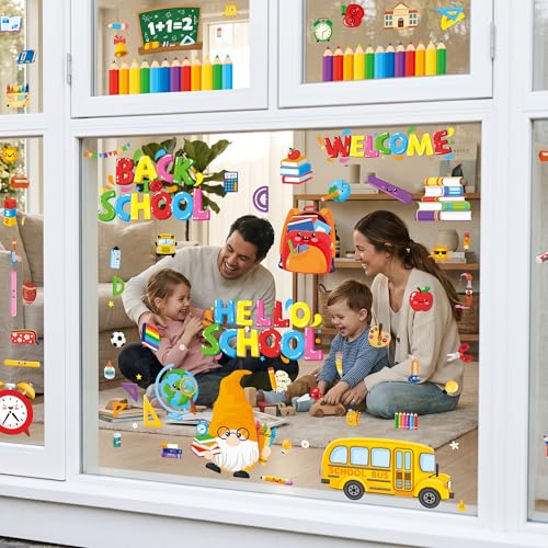 Funnlot Back to School Window Clings - 100 Double-Sided Stickers