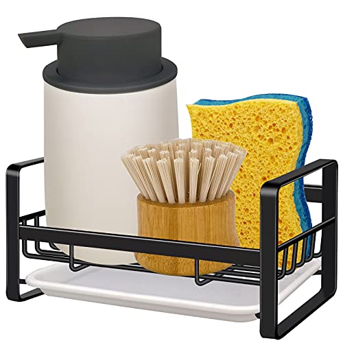 VANTEN Matte Black Kitchen Sink Caddy with Removable Drip Tray & Wall Mount Option