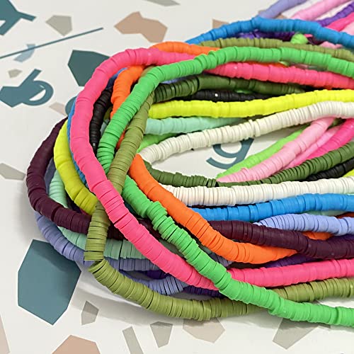 2000pcs Rainbow Polymer Clay Beads for Jewelry Making - 6mm Heishi