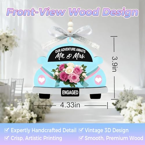 Our Adventure Awaits Wooden Car Hanging Ornament for Engagement