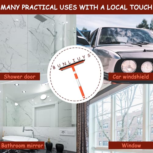 Bunliuys 2-in-1 Window Squeegee with 20" Retractable Pole