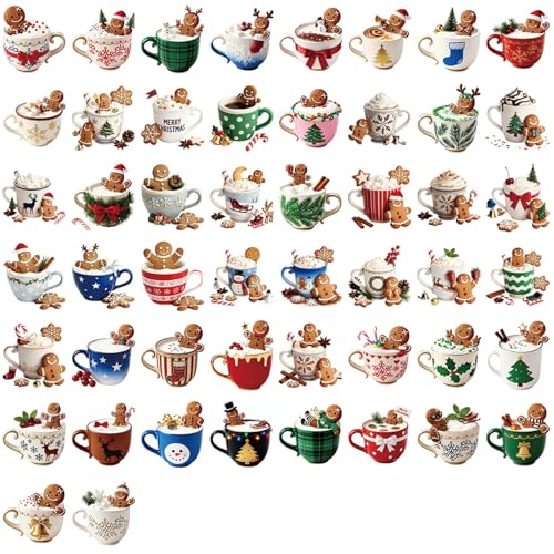50 Pcs Gingerbread Man Stickers for Christmas Decor