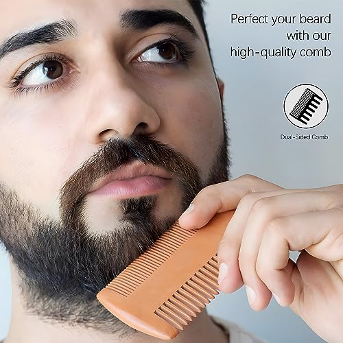 Kootinn Wooden Beard Comb Kit - Dual Action Pocket Grooming Comb 2 Pack